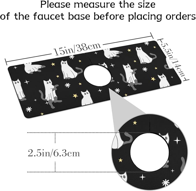 Halloween Kitchen Sink Splash Guard Faucet Mat, Farmhouse Sink Splash Guard - Image 2