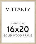 Vittanly 16x20 Picture Frame, Solid Wood Frame with Plexiglass, Includes 11x14 Mat, Wall Hanging for Photos, Home Decor, Light OAK, 1 Pack