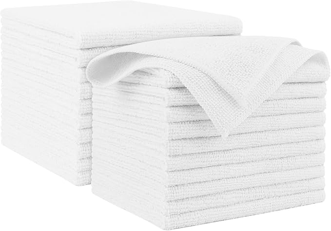 AIDEA White Microfiber Cleaning Cloth 20PK, Cleaning Rags 12×12" | Microfiber by AIDEAHOME