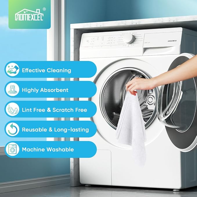 HOMEXCEL White Microfiber Cleaning Cloth 10 PK, Towels - Image 6