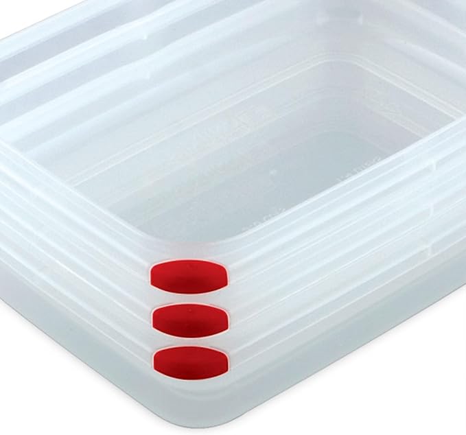 Sterilite Ultra-Seal 16 Cup Rectangle, Airtight Food Storage Container, Latching Lid, Microwave and Dishwasher Safe, Clear With Blue Gasket, 12-Pack