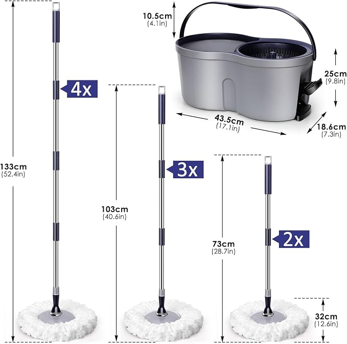 Spin Mop and Bucket Set, Masthome EasyWring Microfiber Spin Mop - Image 8