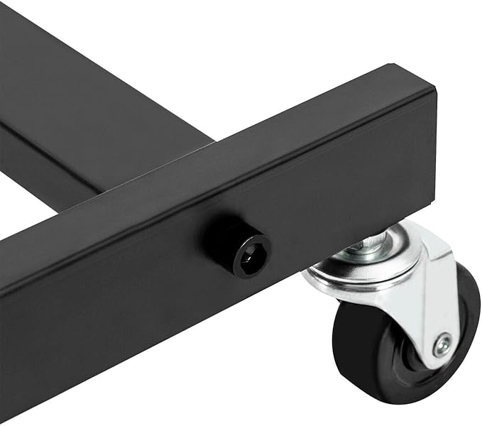 DJ Mixer Stand Adjustable Rack, 2 Layer Rack Mount Mixer Case Stand with 4 Universal Wheels Supporting Crossbars and Adjustable Angle Studio Adjustable Stage Cart for Home, Office Concert Venues Etc