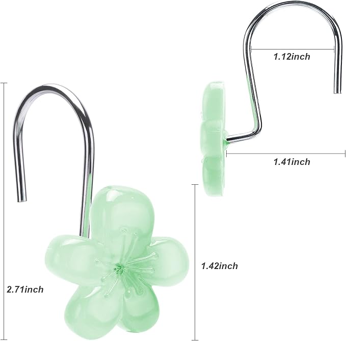 Cute Flower Shower Curtain Hooks, Glow in The Dark, Pretty Floral Themed - Image 5