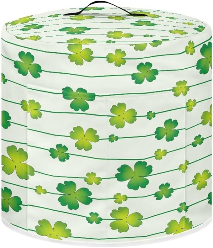 Xoenoiee Green Shamrock Stripes Print Kitchen Appliance Dust Cover with Pockets, Electric Pressure Cooker Cover Compatible with Crock Pot for St.Patrick's Day Decor, Rice Cooker Covers, for 6 Qt