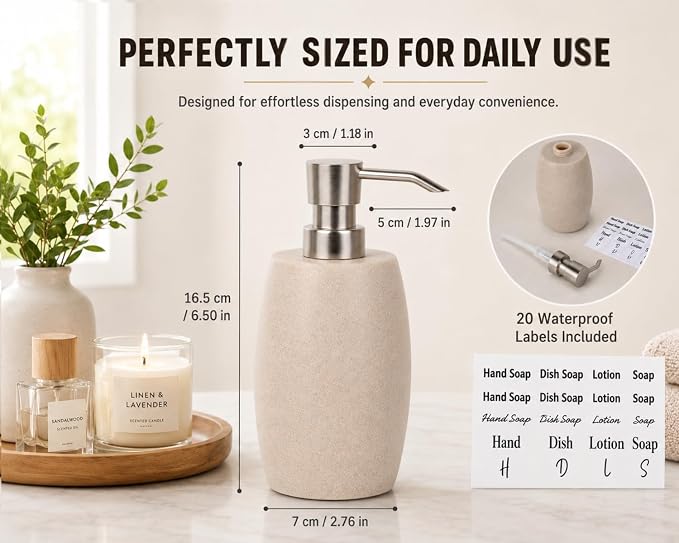 Clasin Home Sandstone Textured Resin Soap Dispenser - Image 4
