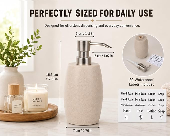 Clasin Home Sandstone Textured Resin Soap Dispenser - Image 3