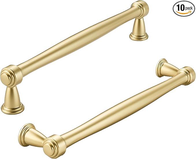 khtumeware 10 Pack 6-1/4 Inch(160mm) Brushed Gold Cabinet Pulls Matte Gold Kitchen Cabinet Handles Kitchen Cabinet Hardware for Cupboard Drawer Handles Dresser Pulls