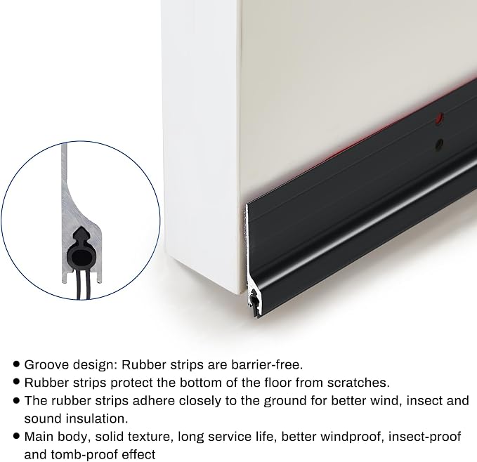 Gisafai 4 Pack 36"Door Sweep, Aluminum Rodent Proof Bottom Seal Strip Black | - Image 5