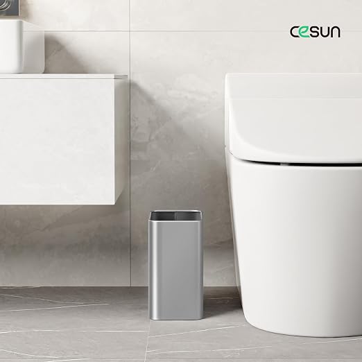 Cesun Small Bathroom Trash Can, 2.1 Gallons, Under Sink Wastebasket, Stainless - Image 2