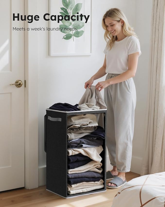 SOLEDI 90L Laundry Hamper with Lid, Large Collapsible Laundry Basket | Sturdy - Image 3