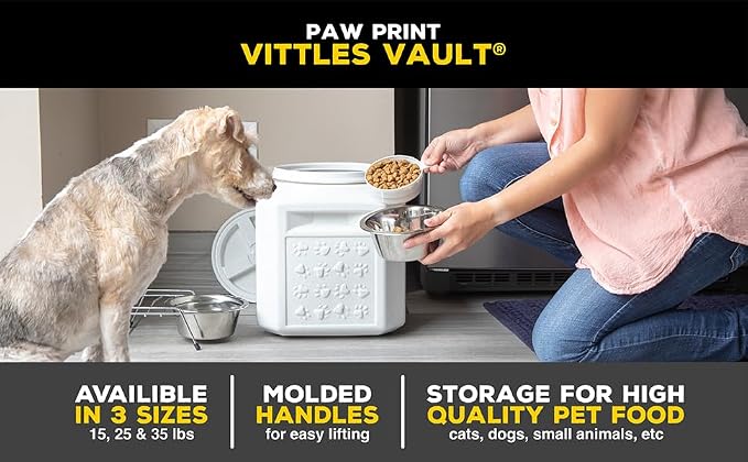 Vittles Vault Vittles Vault Pawprint Food Storage Container + Scoop, 25lbs | - Image 8