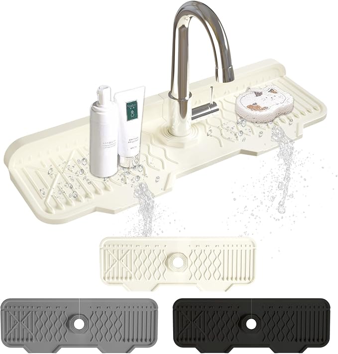 Silicone Sink Mat Splash Guard-17" x 6'' Sink Splash Guard, Kitchen Sink by EBIGIC