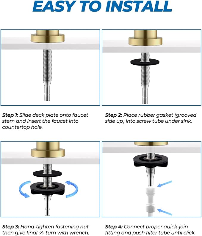 WEWE Water Filter Faucet for RO System, Non-Air Gap, 360° Swivel, Fits RO - Image 7