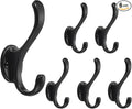 6 Pack Black Coat Hooks Wall Mount Heavy Duty Utility Retro Double Hooks by khtumeware