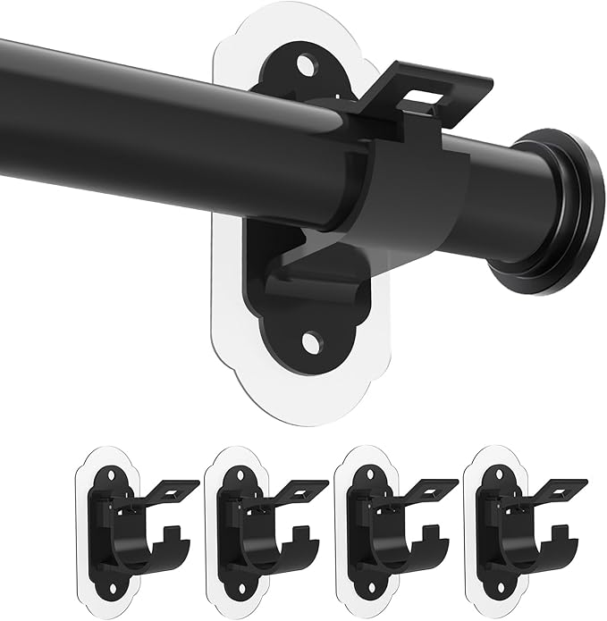 No Drill Curtain Rod Brackets， No Drill Needed Curtain Rod Holders, Adhesive by Unknown