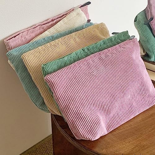 SxoSyo Corduroy Makeup Bags for Women, Large Cosmetic Pouch for Purse - Image 3