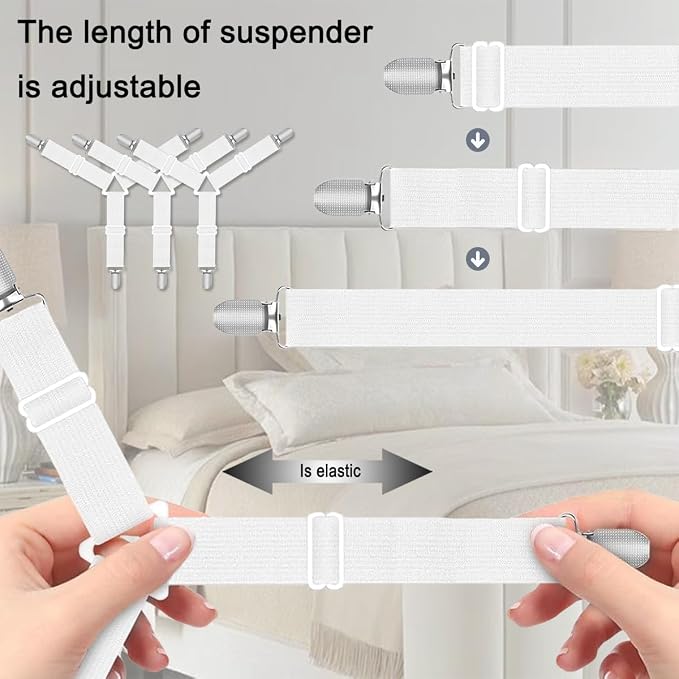 Bed Sheet Holder Straps, Heavy Duty Non Slip Sheet Clips, Fitted Sheet Holders - Image 5