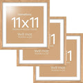 Homeforia 11x11 Picture Frame Wood, High-End Natural Oak 11 x 11 Thin Square Poster Frames with Mat 9 by 9 inch Photo, 11by11 Light Wooden Frame Matted to 9x9 Print, Tempered Glass, Wall Kit, Set of 3