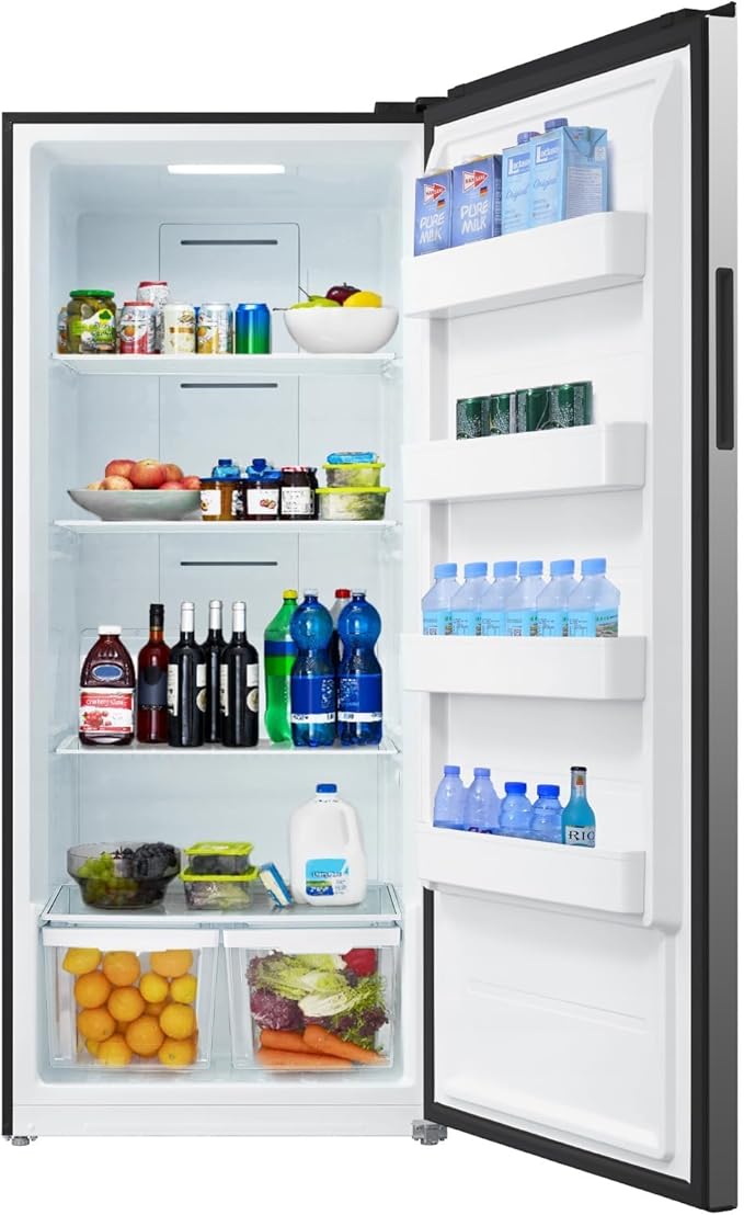 Upright Freezer 21 cu.ft, Freezer Upright Stainless Steel, Frost Free Convertible Refrigerator Freezer for Garage, Kitchen, Home Use(Right Hinge)