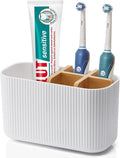 GFWARE White Toothbrush Holder, 5 Slots Bathroom Storage Organizer | Bamboo by GFWARE