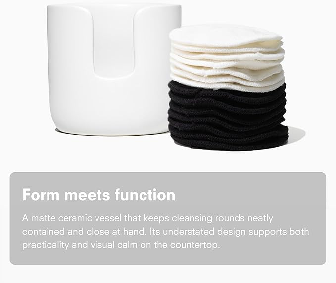 Public Goods Ceramic Cotton Rounds Holder | Matte White Stoneware Makeup - Image 5