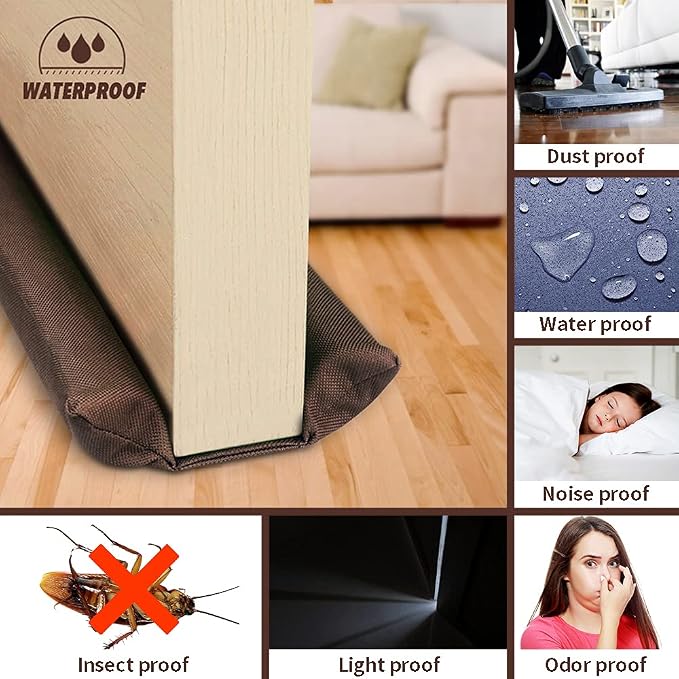 Waterproof Twin Door Draft Stopper Adjustable Size 30" to 36" Weather Stripping - Image 6
