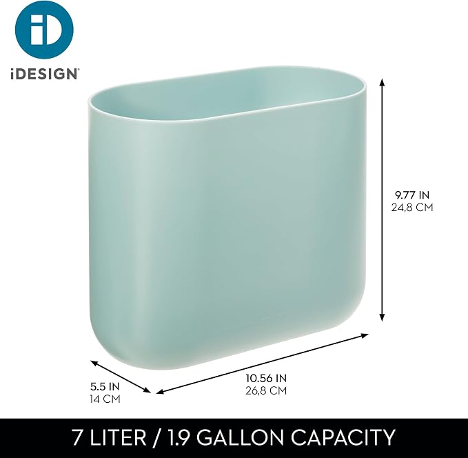 iDesign Small Slim Plastic Bathroom Trash Can - Image 4