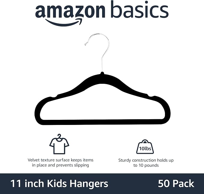 Amazon Basics Kids Space Saving Velvet Non-Slip Clothes Hangers - Image 2