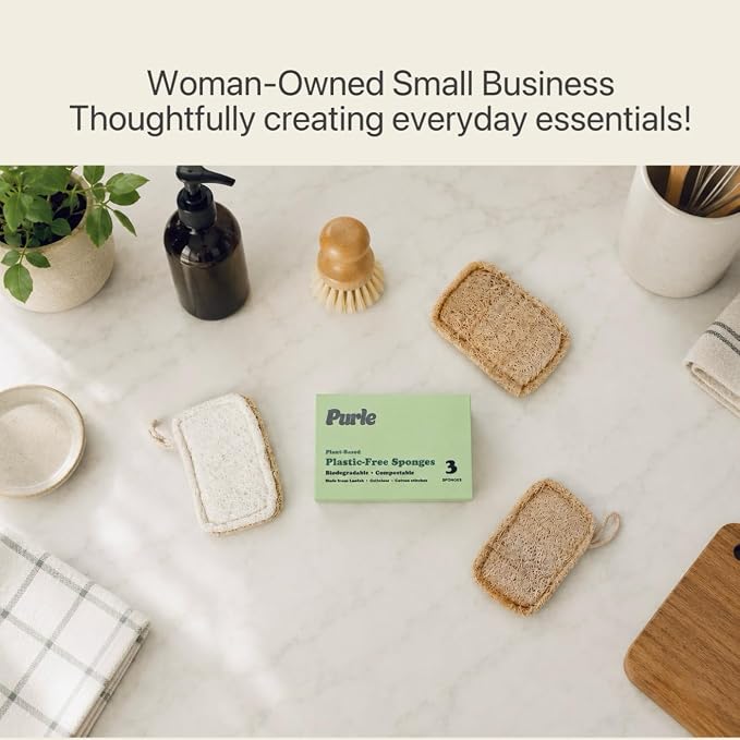 Purle Natural Kitchen Sponges, Eco-Friendly, Compostable Dish Sponges, Loofah & - Image 8