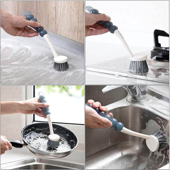 Dish Brush Set 4 Pack with Handle, Stiff Bristle Kitchen Scrub Brushes - Image 2