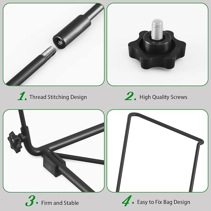 Trash Bag Holder, Outdoor Metal Leaf Bag Holder Stand, Garbage Bag Frame Holder - Image 6