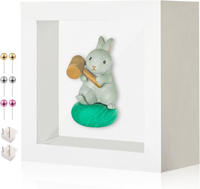 3x3 Mini Shadow Box Display Case Picture Frame with Soft Linen Back,Small Deep White Shadow Box 3x3 for Flowers Medal Display Case Jersey pet Graduation Memorabilia Baby Ltems Crafts Photos