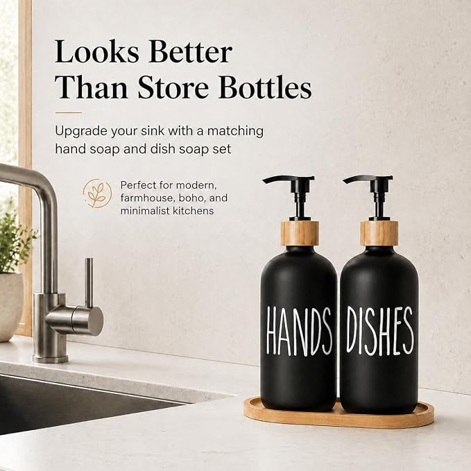 Dish Soap Dispenser for Kitchen, Glass Hand Soap Dispenser, Modern Farmhouse - Image 5