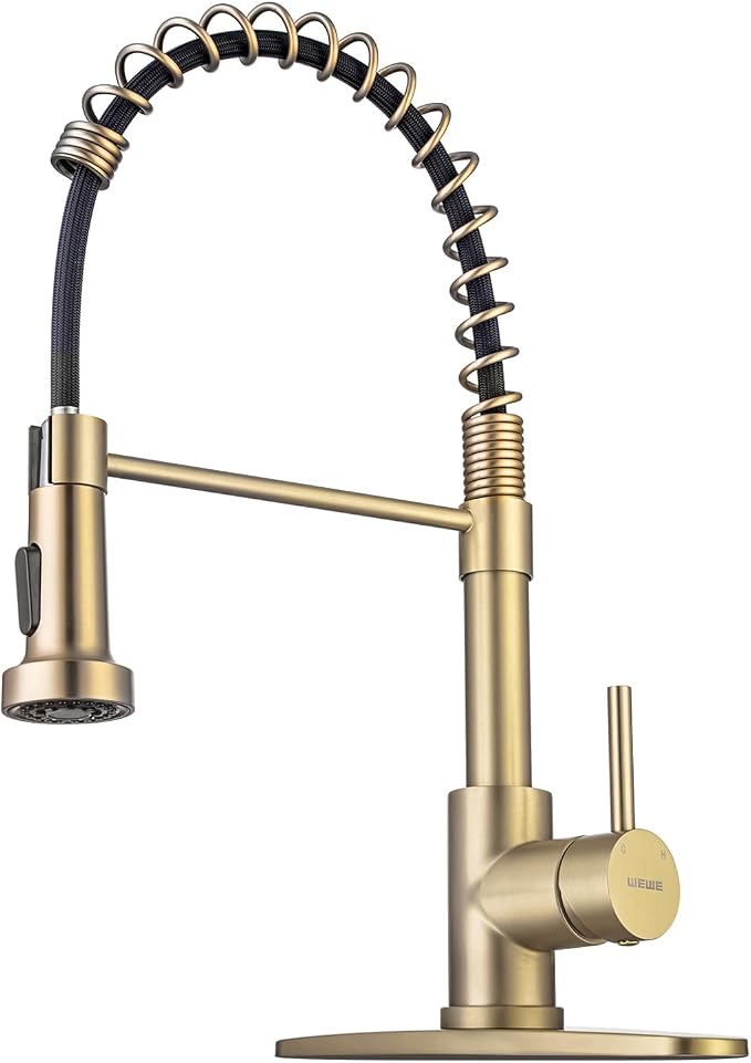 WEWE Pull-Down Kitchen Faucet, 2-Mode Sprayer, High Arc | 17-Inch Height by WEWE