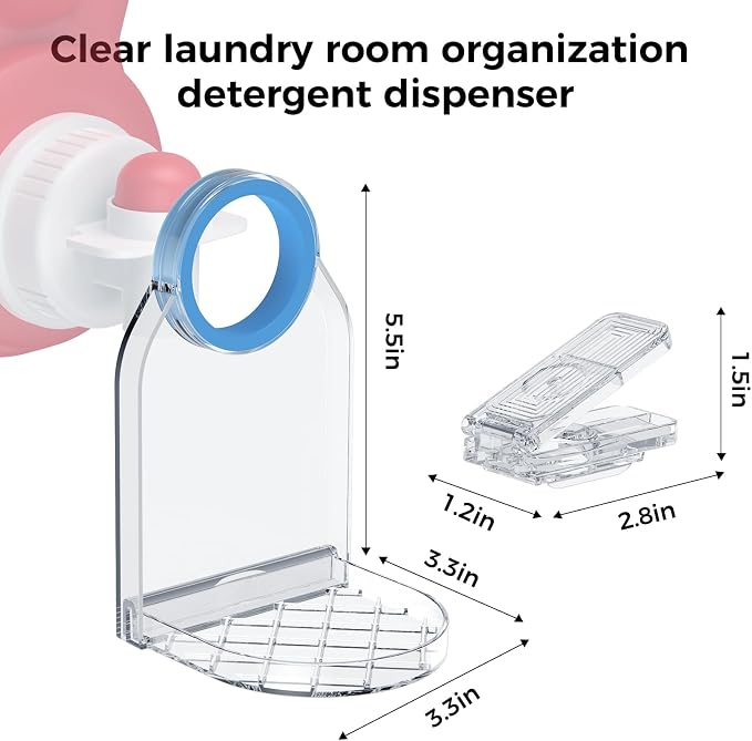 Clear Laundry Detergent Dispenser Cup Holder & Nozzle Force-Saving Switch - Image 2