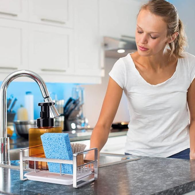 HULISEN Kitchen Sponge Holder, 304 Stainless Steel Sink Caddy - Image 7