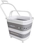 Collapsible Plastic Rolling Laundry Basket Hamper by TECHMILLY