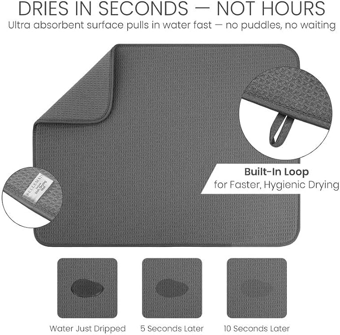 Bellemain Dish Drying Mat, Drying Matt Kitchen Counter, 17 x 24 Inch, Quick - Image 3