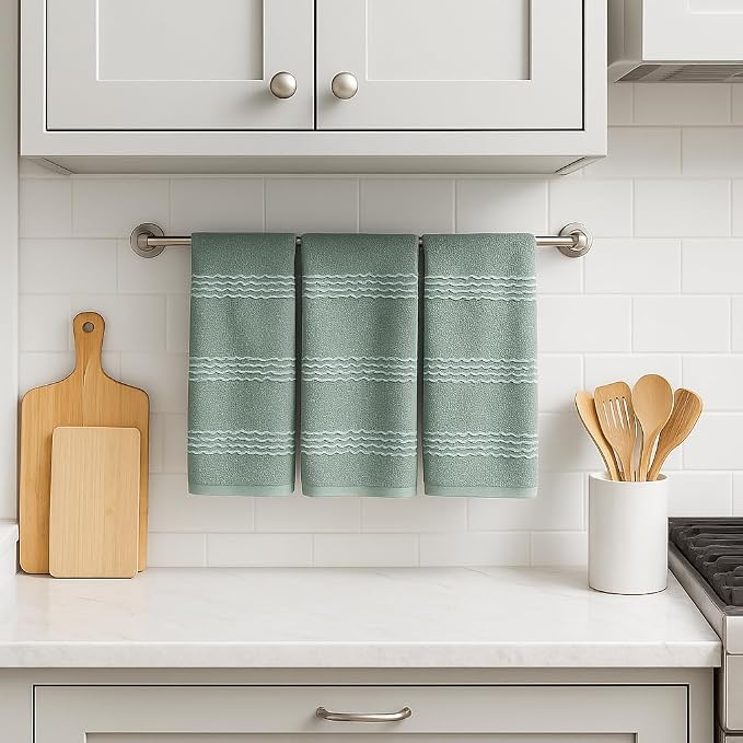 Sage Green Kitchen Hand Dish Towels, 100% Cotton - Image 6