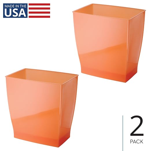 iDesign Small Plastic Bathroom Trash Can, Slim Rectangle - Image 2