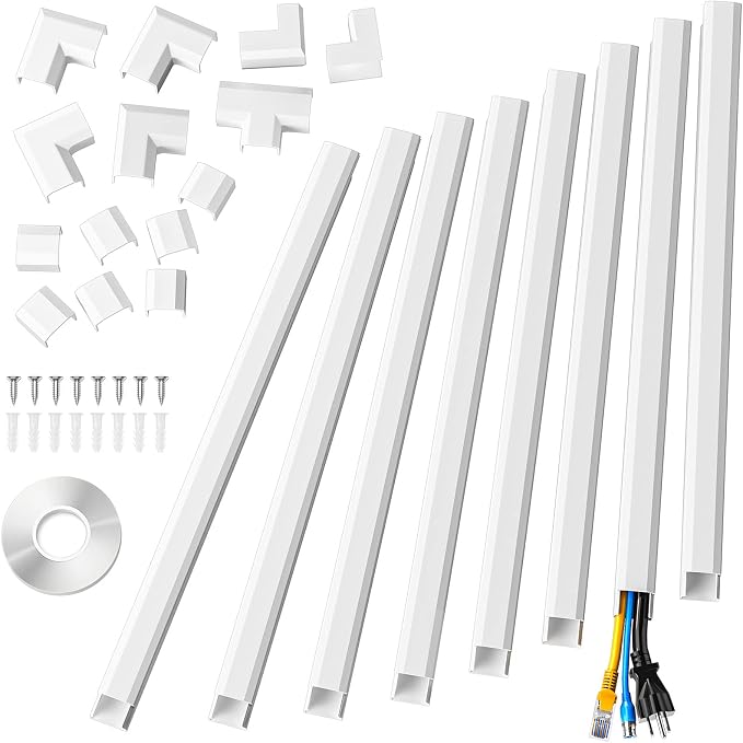 Yecaye 125In Cord Covers for Wall Mounted TV, W0.98in H0.51in, Cable Management by Yecaye