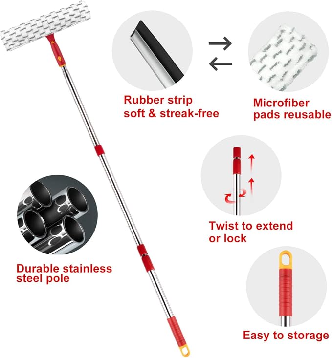 Squeegee for Window Cleaning, Extendable Window Cleaner for Car, Sliding Door - Image 7