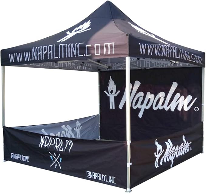 Custom Canopy Pop Up Tent 10x10 with Logo, Personalized Pop Up Canopy for Tradeshow, Customized Canopy Advertising Outdoor Tent (top Canopy +one Full Wall, Three Small Side Wall + 13 kg Frame)