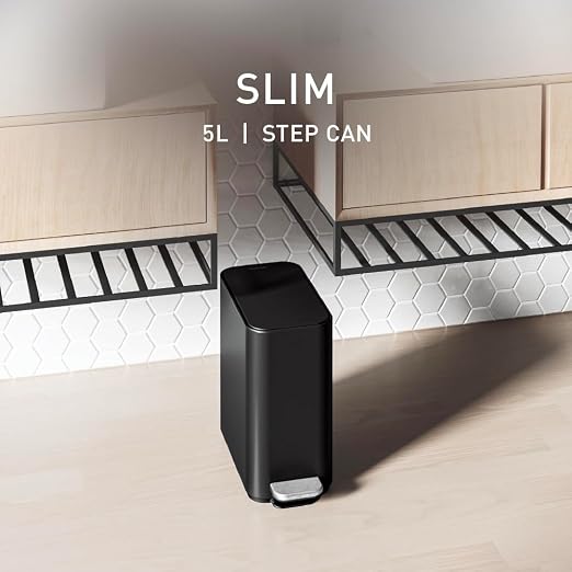 simplehuman Slim Step Can, 5L / 1.3 Gallon Compact Bathroom Trash Can, Liner - Image 3