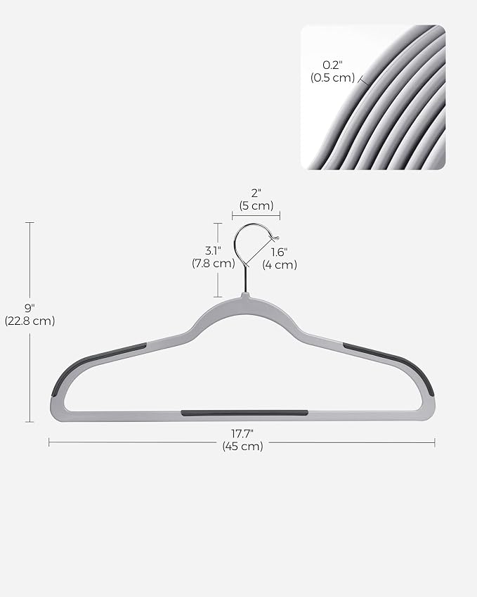 SONGMICS Plastic Clothes Hangers, Space-Saving | 0.2 Inches Thick, 17.7 Inches - Image 6