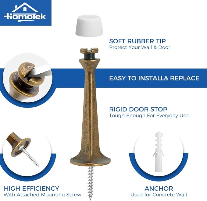 HOMOTEK 3 Pack Heavy Duty Solid Rigid Door Stop - Image 2