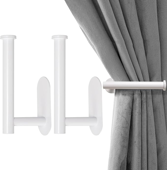 2 Pack Adhesive Curtain Holdbacks, No Drill Metal Curtain Tie Backs Holders by ForaBetterLiving