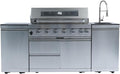 82 Inches 6 Burner Propane Gas Grill Outdoor Kitchen Island, 85,000 BTU Deluxe Stainless Steel Modular Outdoor Kitchen, Sink, Storage Cabinets & Drawers, BBQ Island for Patio Backyard