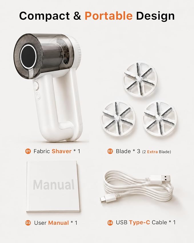 Fabric Shaver Rechargeable, 9500RPM Electric Lint Remover - Image 8